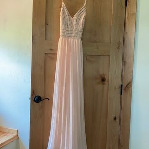 Blush Lulu Prom Dress with Gold Beads
